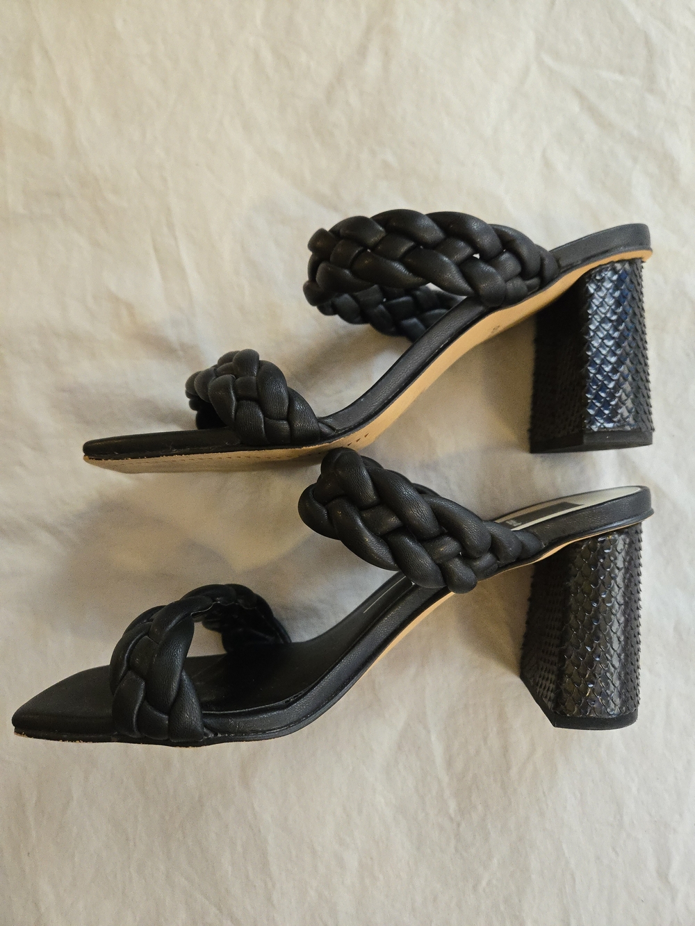Dolce Vita Paily Braided Double-Strap Black Block Heel Sandals HAL3 - Picture 5 of 9